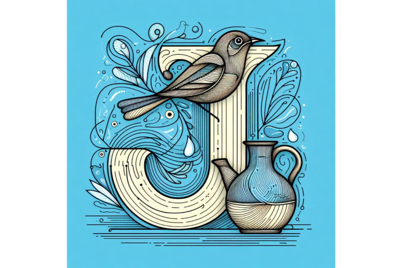 bundle-of-bird-alphabet-j-with-jug