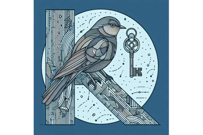 bundle-of-bird-alphabet-k-with-key