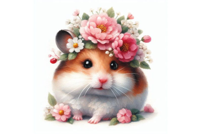 a-set-of-cute-hamster-with-painted-flower