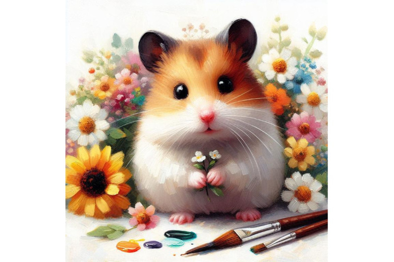 a-set-of-cute-hamster-with-painted-flower