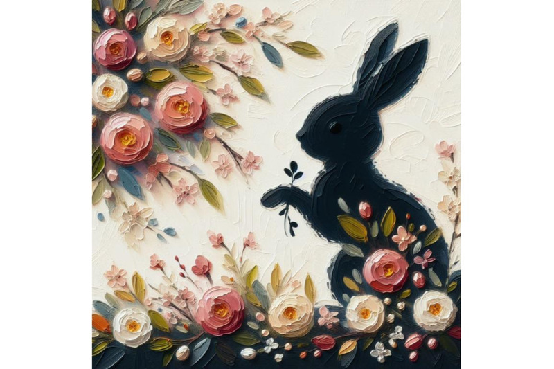 a-set-of-easter-bunny-silhouette-with-flowers-flat