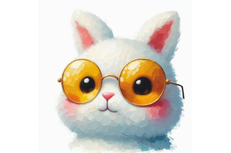 a-set-of-a-cute-white-bunny-head-with-yellow-sunglasses