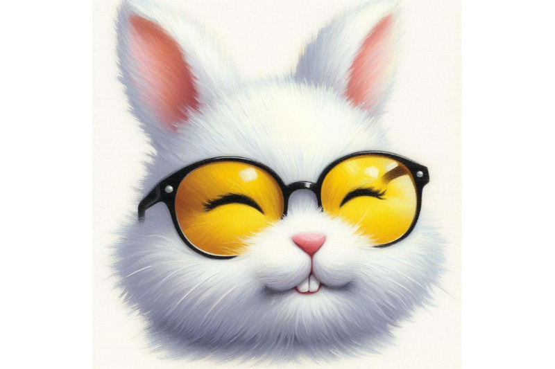 a-set-of-a-cute-white-bunny-head-with-yellow-sunglasses