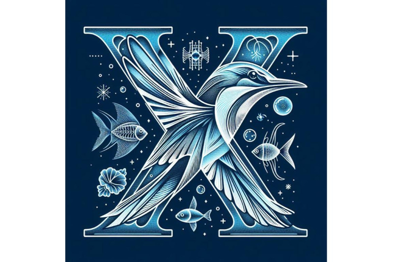 bundle-of-bird-alphabet-x-with-x-ray-fish