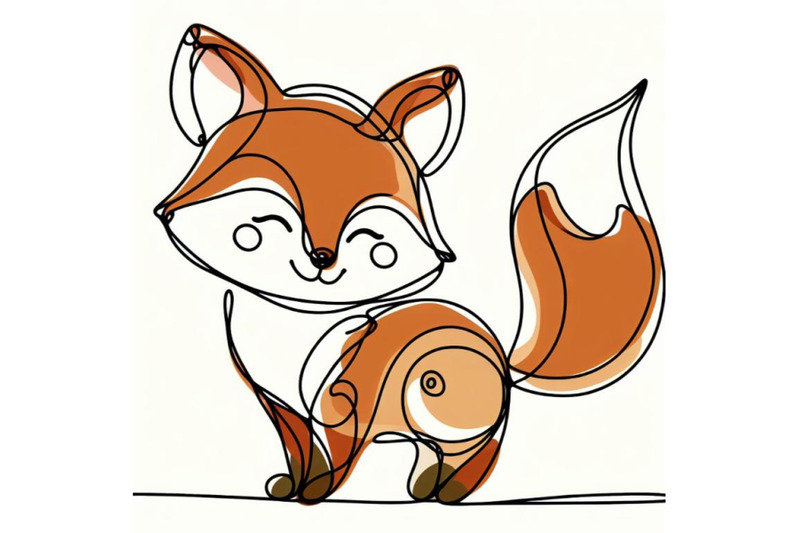 a-set-of-cute-little-fox-continuous-line-drawing-abstract-minimal