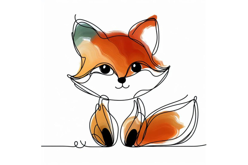 a-set-of-cute-little-fox-continuous-line-drawing-abstract-minimal