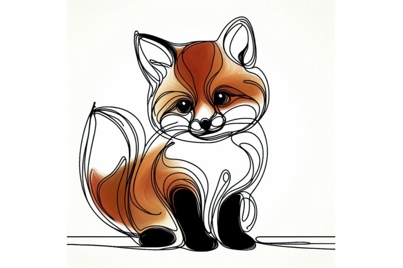 a-set-of-cute-little-fox-continuous-line-drawing-abstract-minimal