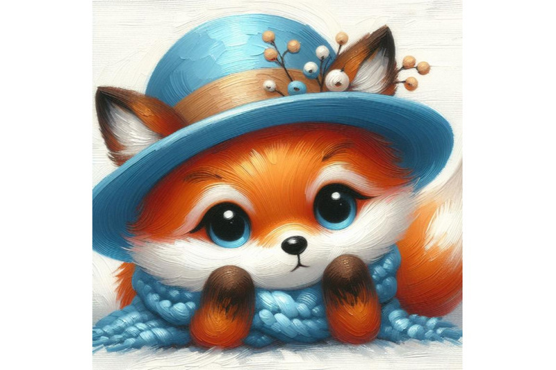 a-set-of-hand-drawn-cute-little-fox-in-blue-hat-cartoon-style