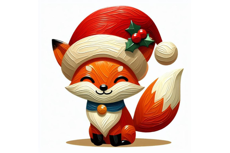 a-set-of-vector-cute-christmas-paper-cut-fox-with-shadow