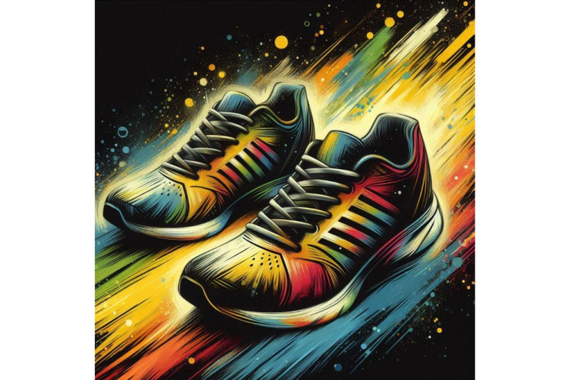 a-bundle-of-running-colorful-pair-shoes-bright-sport-sneakers-symbol