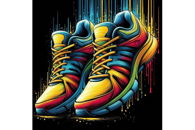 a-bundle-of-running-colorful-pair-shoes-bright-sport-sneakers-symbol