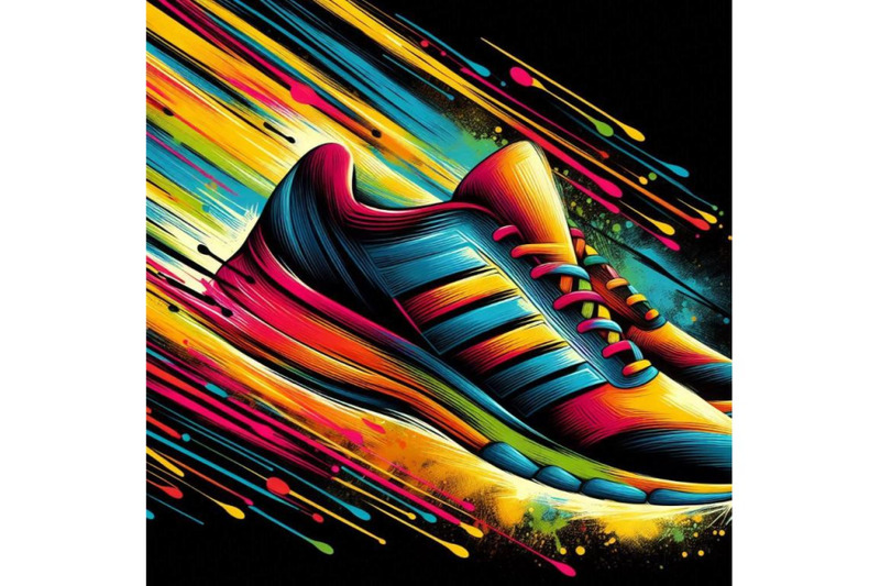 a-bundle-of-running-colorful-pair-shoes-bright-sport-sneakers-symbol