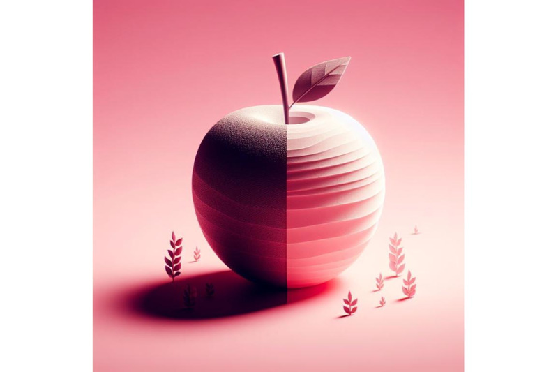 a-set-of-apple-pink-background-3d