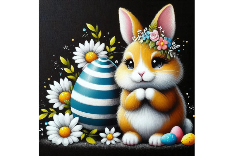 a-bundle-of-bunny-with-painted-egg-and-flower