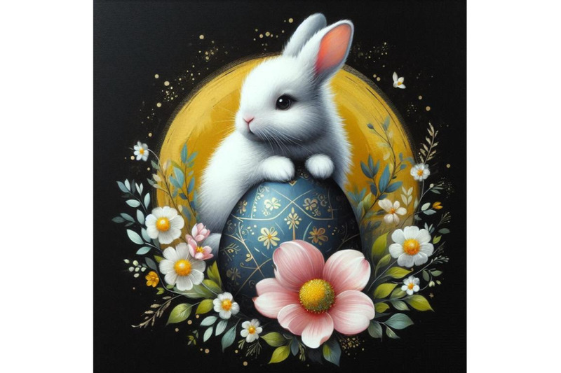 a-bundle-of-bunny-with-painted-egg-and-flower