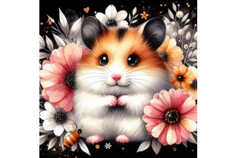 a-bundle-of-watercolor-cute-hamster-with-painted-flower