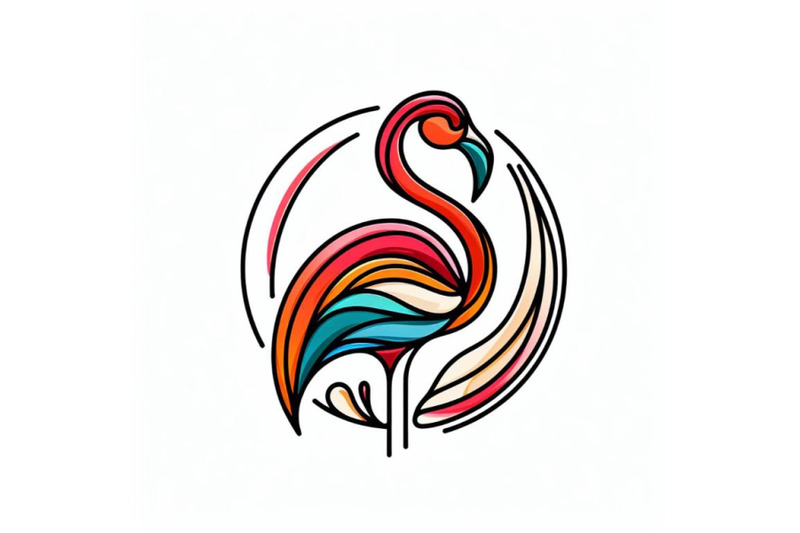 a-set-of-line-art-colorful-abstract-bird-flamingo-logo-design-vector