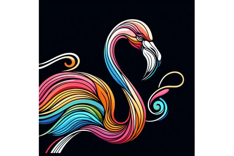 a-set-of-line-art-colorful-abstract-bird-flamingo-logo-design-vector