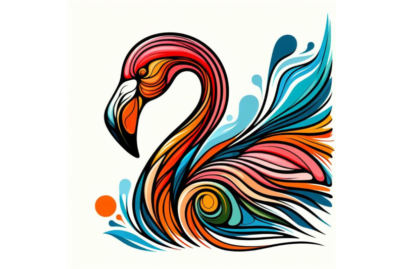 a-set-of-line-art-colorful-abstract-bird-flamingo-logo-design-vector