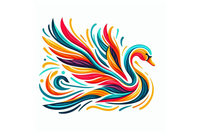 a-set-of-line-art-colorful-abstract-bird-swan-logo-design-vector