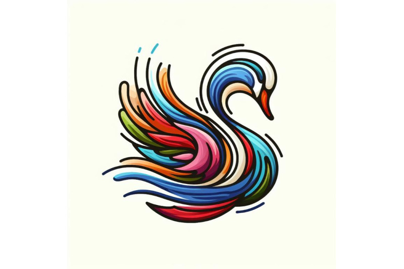 a-set-of-line-art-colorful-abstract-bird-swan-logo-design-vector