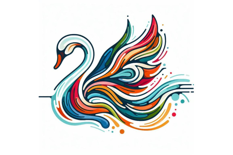 a-set-of-line-art-colorful-abstract-bird-swan-logo-design-vector