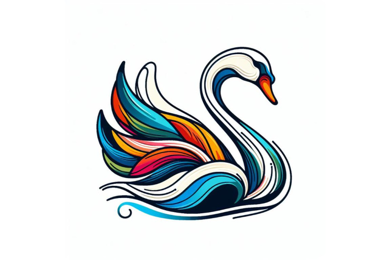 a-set-of-line-art-colorful-abstract-bird-swan-logo-design-vector