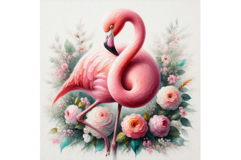 a-set-of-pink-flamingo-with-flowers-digital-paint