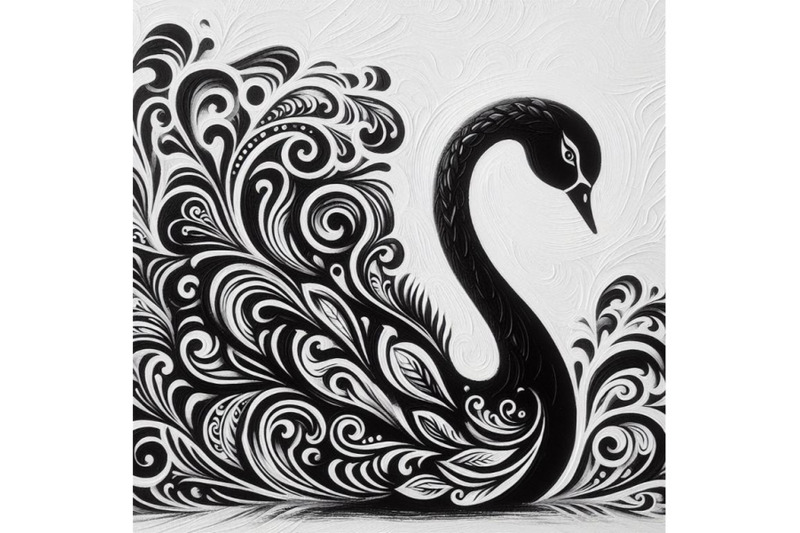 a-set-of-black-and-white-swan-with-carved-patterns-an-abstract-silhou