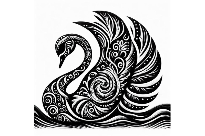 a-set-of-black-and-white-swan-with-carved-patterns-an-abstract-silhou