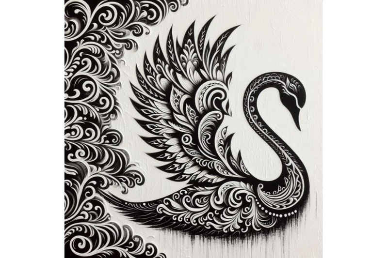 a-set-of-black-and-white-swan-with-carved-patterns-an-abstract-silhou