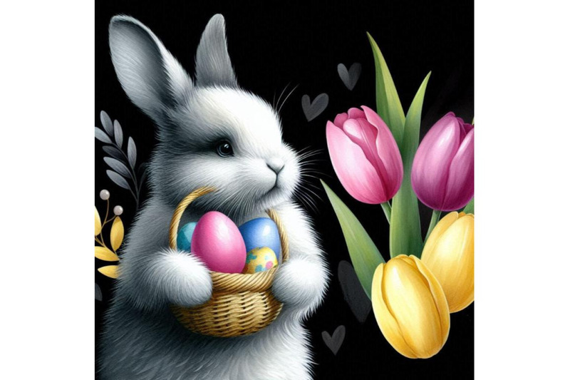 a-bundle-of-watercolor-easter-bunny-holding-tulips-isolated