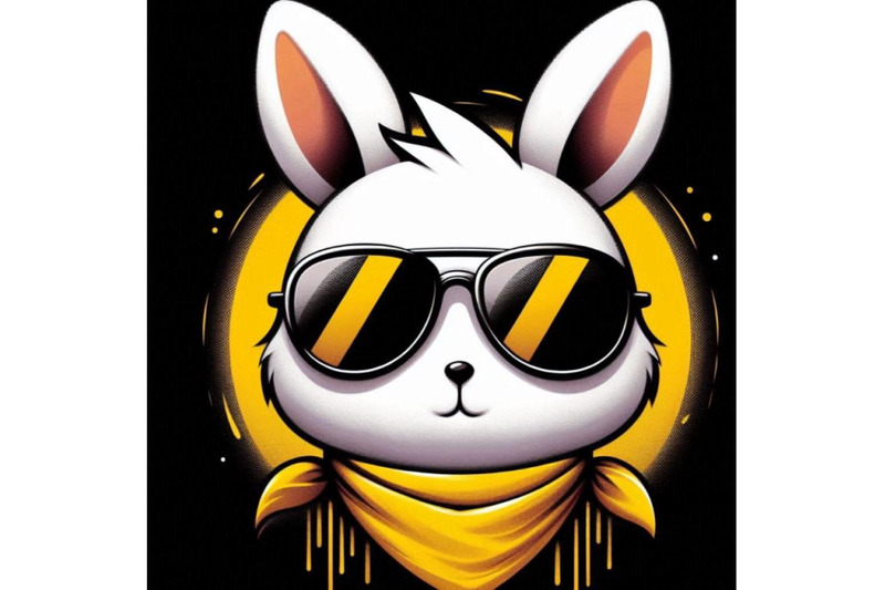 a-bundle-of-digital-art-of-a-cute-white-bunny-head-with-yellow-sunglas