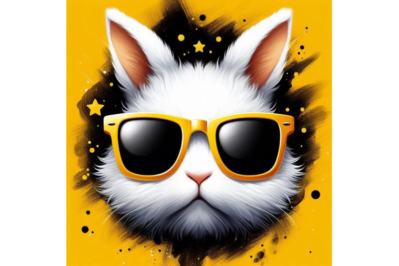 a-bundle-of-digital-art-of-a-cute-white-bunny-head-with-yellow-sunglas