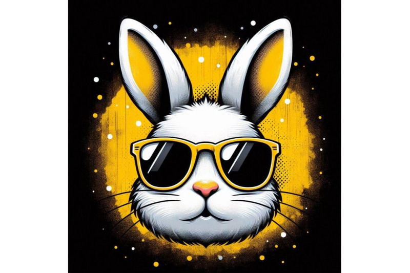 a-bundle-of-digital-art-of-a-cute-white-bunny-head-with-yellow-sunglas