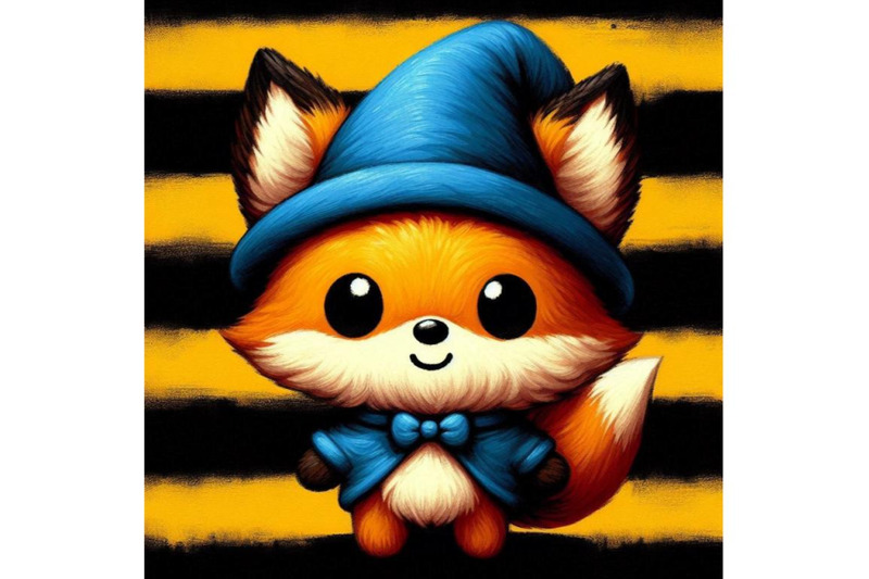 a-bundle-of-hand-drawn-cute-little-fox-in-blue-hat-cartoon-style