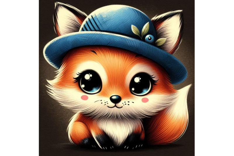 a-bundle-of-hand-drawn-cute-little-fox-in-blue-hat-cartoon-style