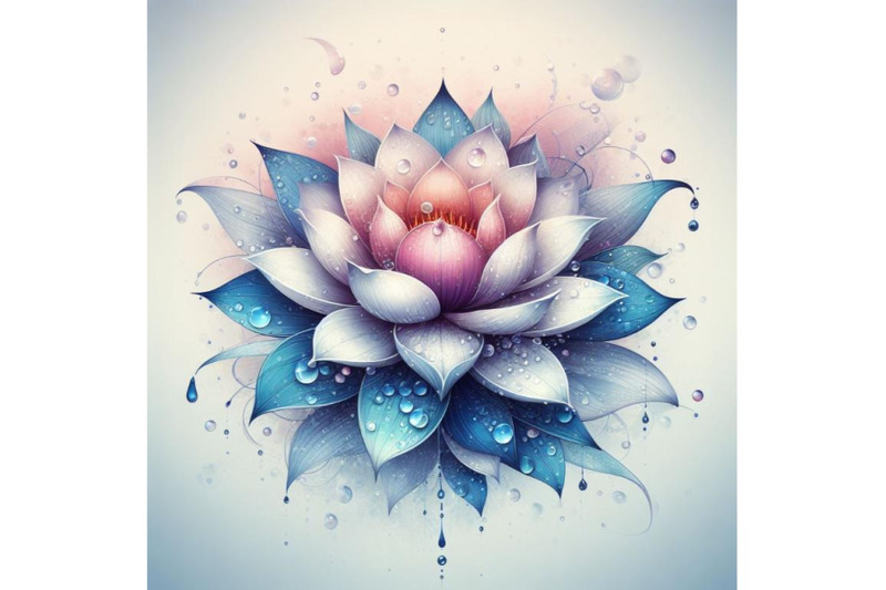 a-set-of-a-beautiful-lotus-flower-with-waterdrops