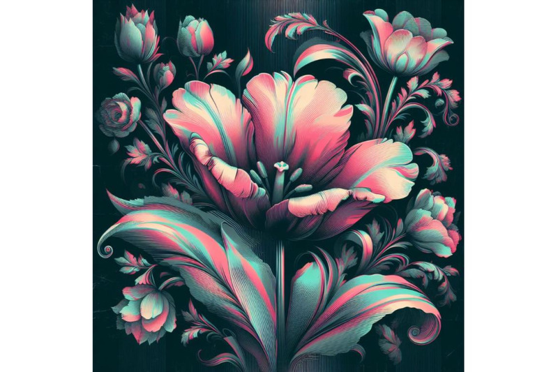 a-set-of-tulip-in-glitch-art-style-on-dark-background