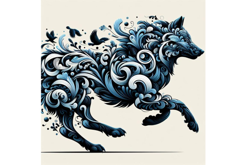 a-set-of-of-black-and-blue-running-wolf