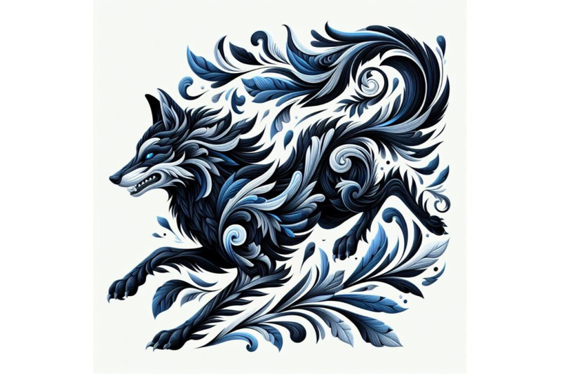 a-set-of-of-black-and-blue-running-wolf