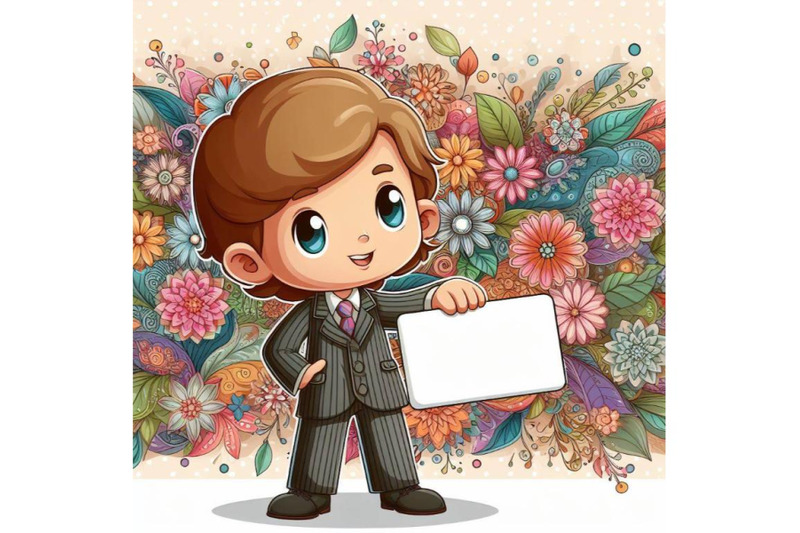 a-set-of-cartoon-kid-holding-a-blank-business-card