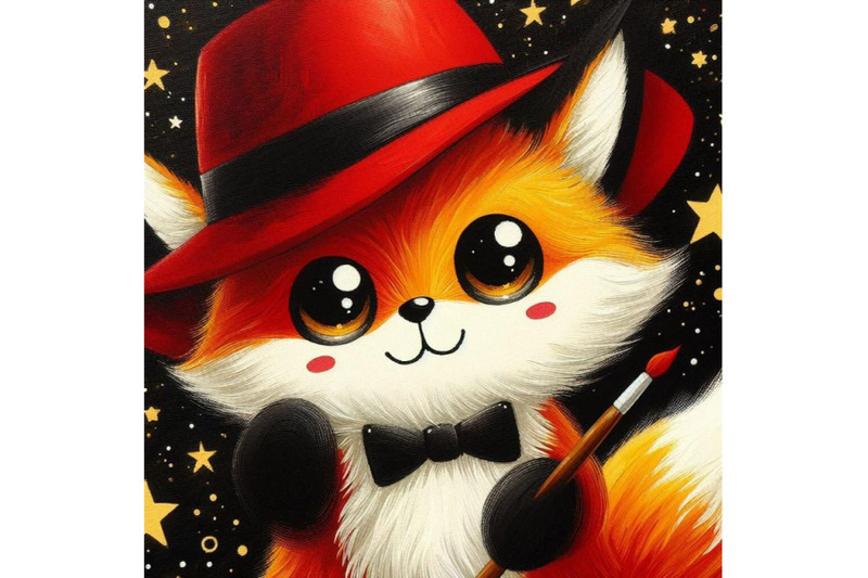 a-bundle-of-cute-fox-cartoon-with-red-hat