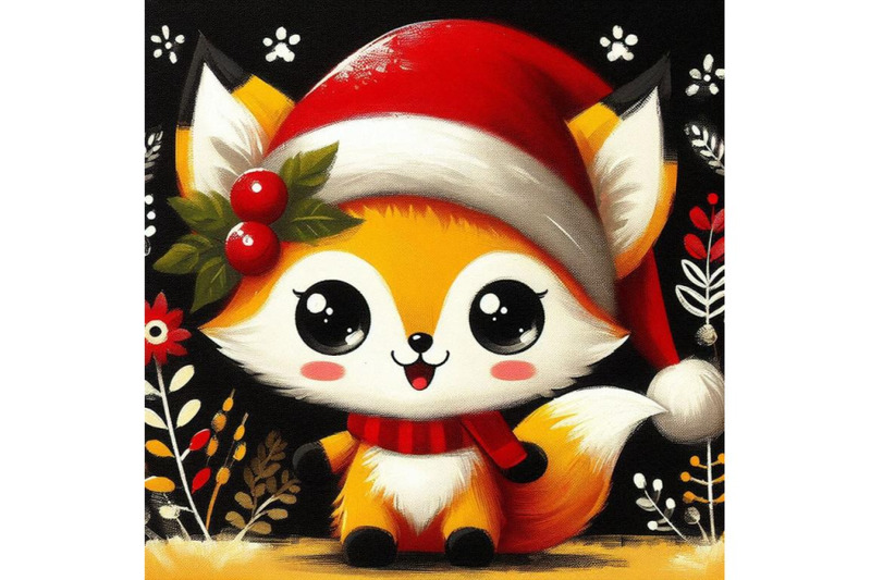 a-bundle-of-cute-fox-cartoon-with-red-hat