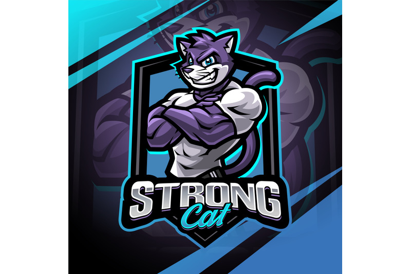 strong-cat-esport-mascot-logo-design