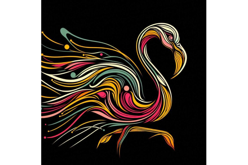 a-bundle-of-line-art-colorful-abstract-bird-flamingo-logo-design-vecto