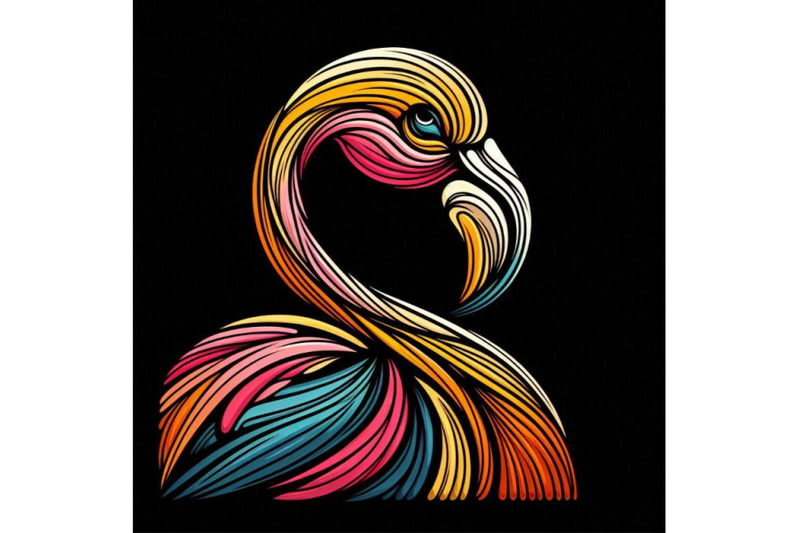 a-bundle-of-line-art-colorful-abstract-bird-flamingo-logo-design-vecto