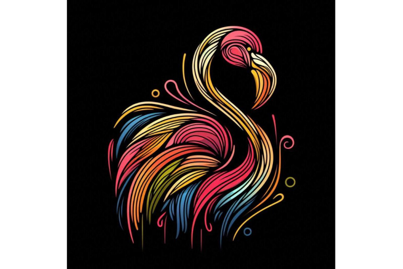 a-bundle-of-line-art-colorful-abstract-bird-flamingo-logo-design-vecto