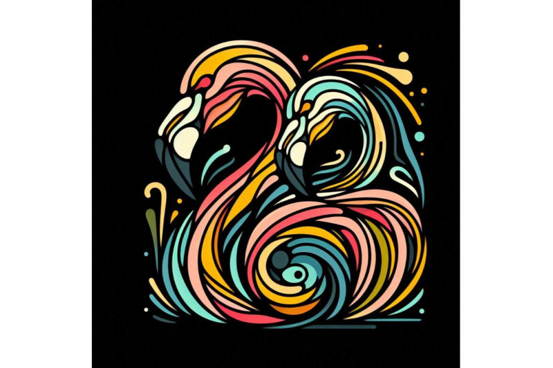 a-bundle-of-line-art-colorful-abstract-bird-flamingo-logo-design-vecto