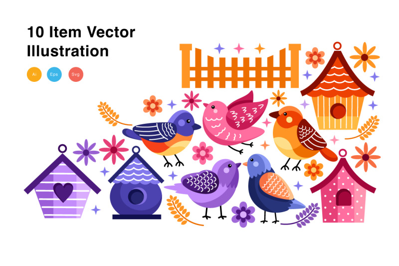 bird-and-bird-house-vector-illustration